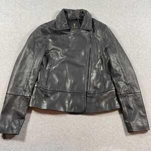 Ted Baker Lizia Minimal Biker Jacket Womens 3 Black Ovine WMO
